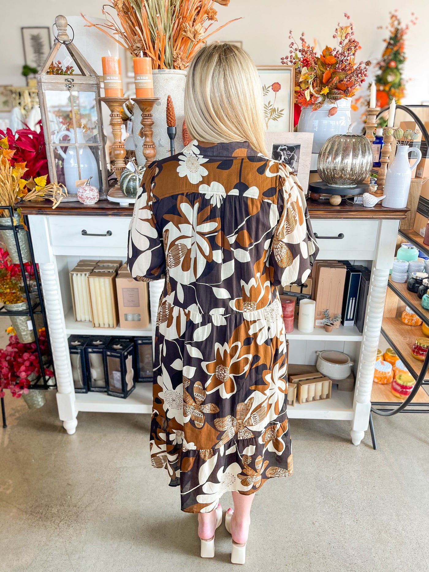 Umgee Camel Mix Tatum Midi Dress