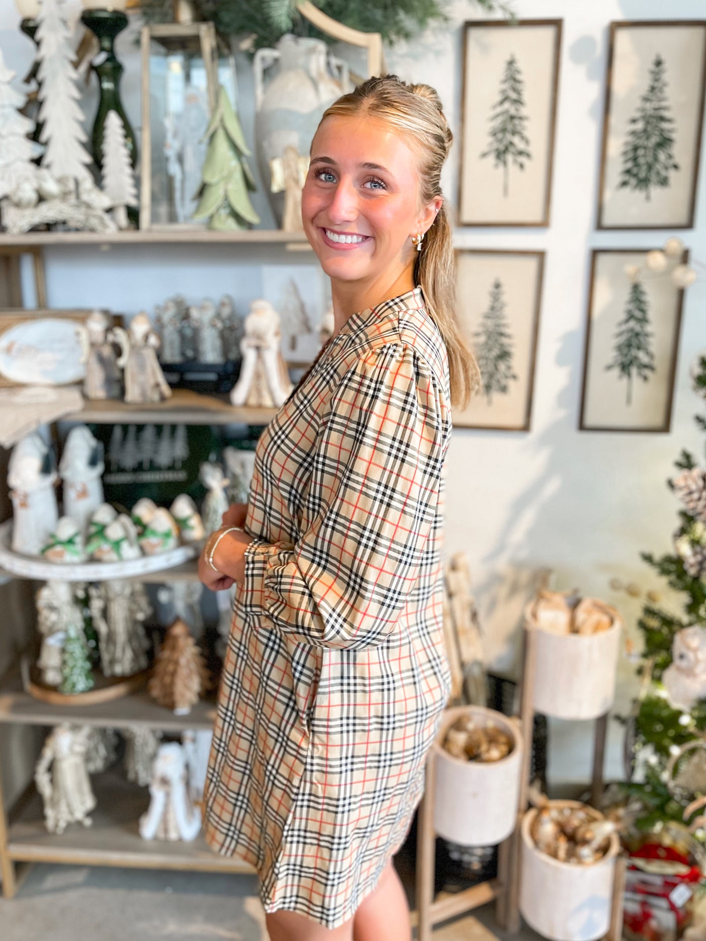 Jodifl Taupe Plaid Courtney Dress