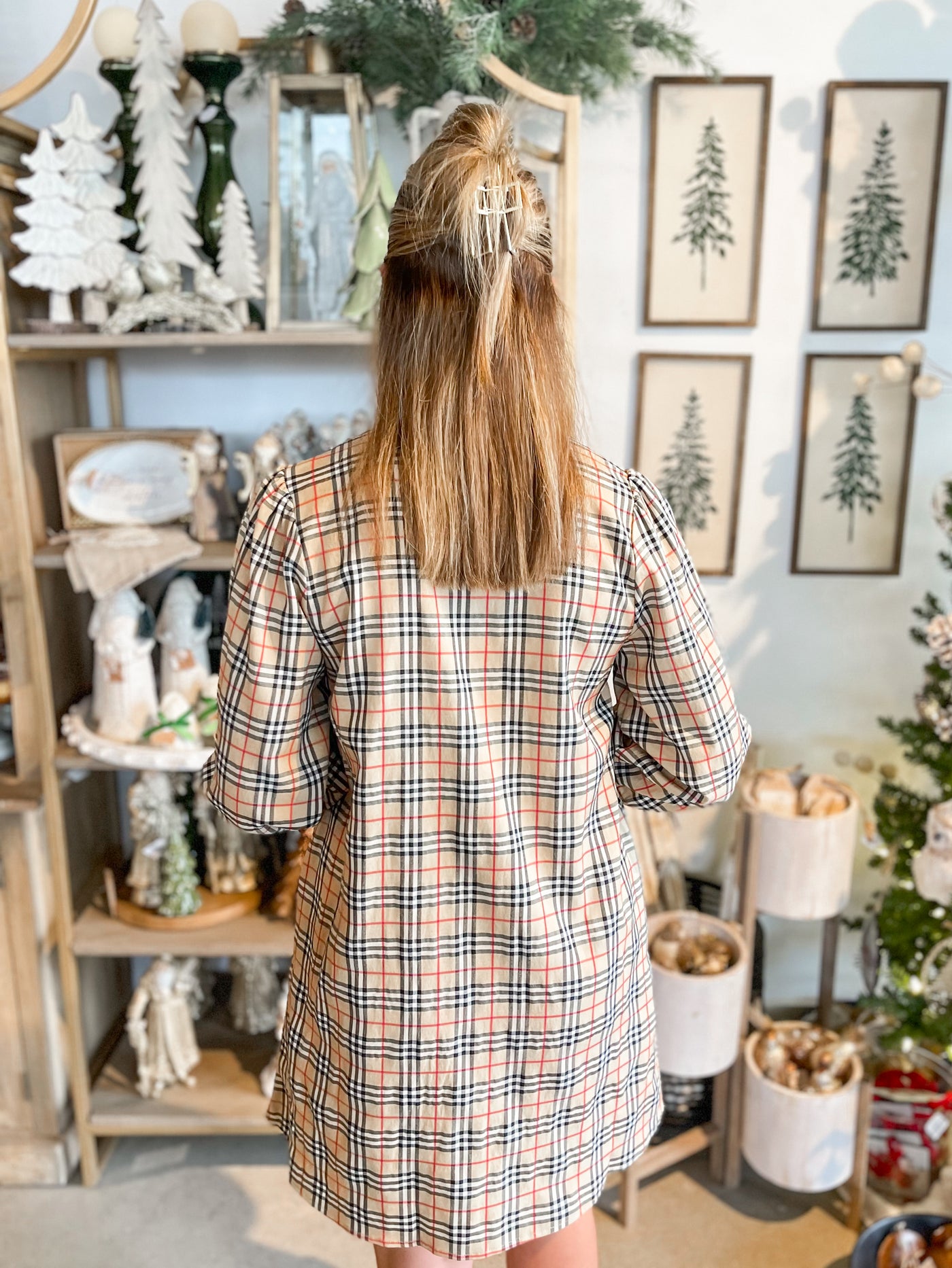 Jodifl Taupe Plaid Courtney Dress