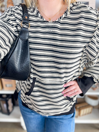 CC Black Stripe Texture Hoodie