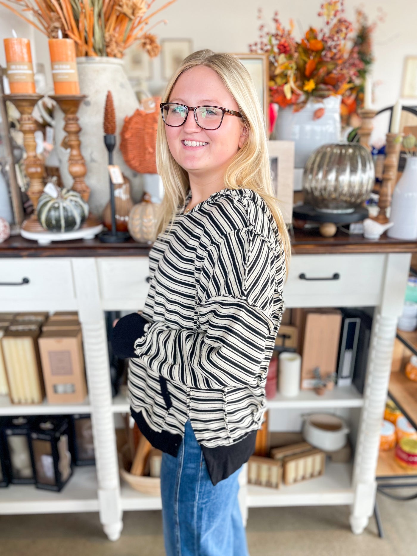 CC Black Stripe Texture Hoodie