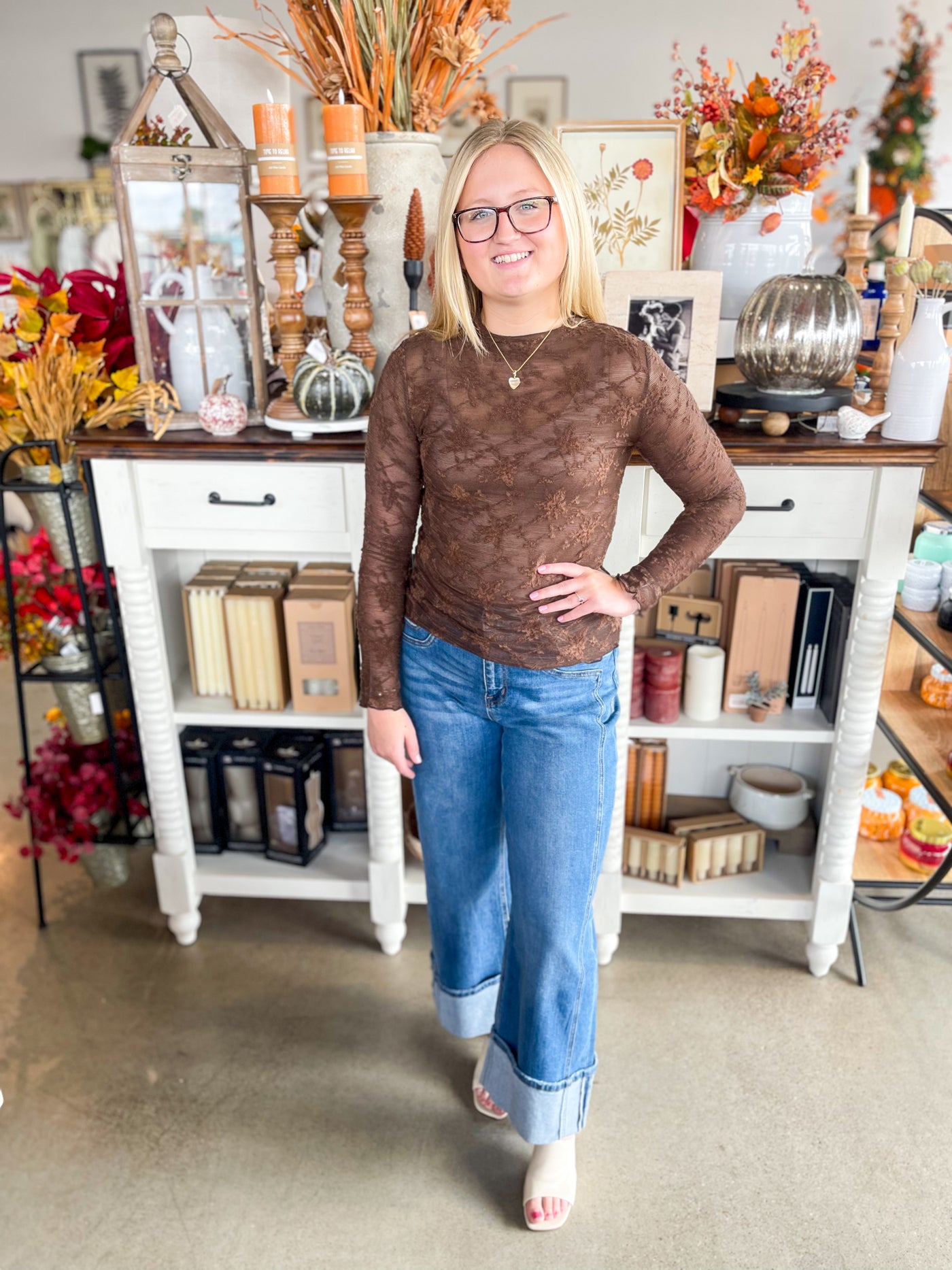 Umgee Brown Lace Top