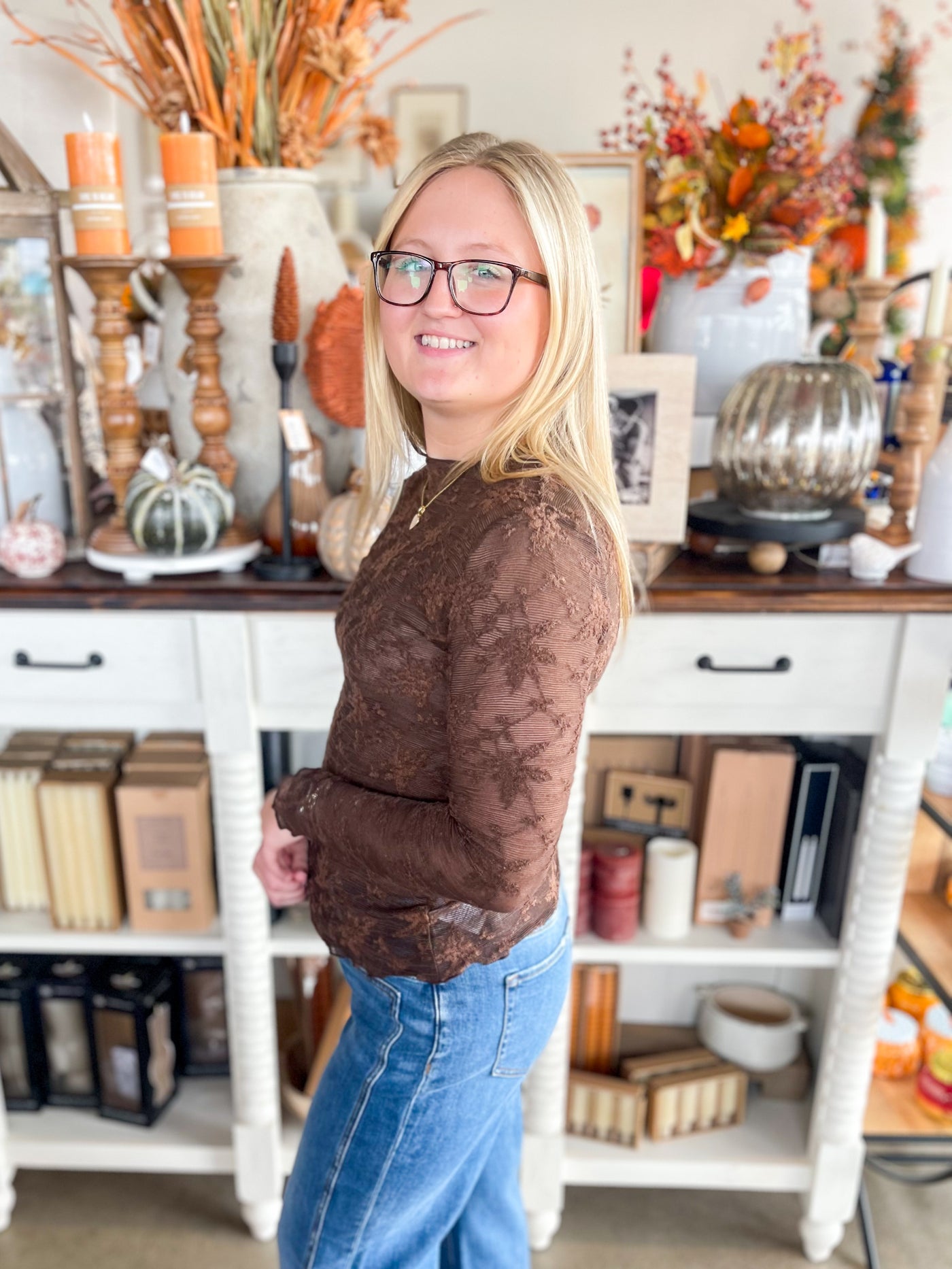 Umgee Brown Lace Top
