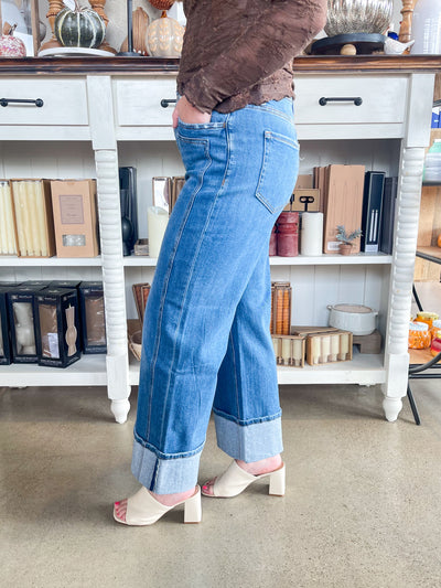 Flying Monkey Super High Rise Baggy Cuffed Wide Leg Jean