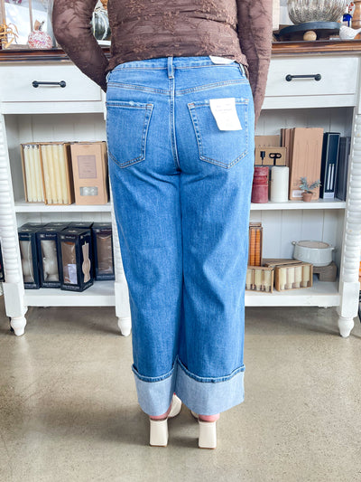 Flying Monkey Super High Rise Baggy Cuffed Wide Leg Jean