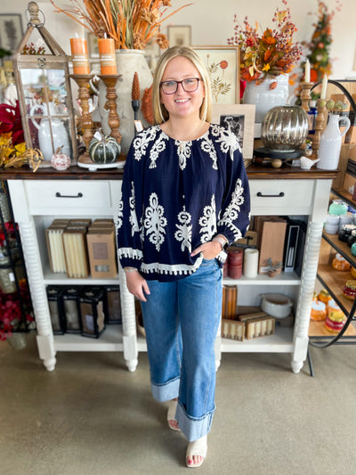 Umgee Navy Laurie Top