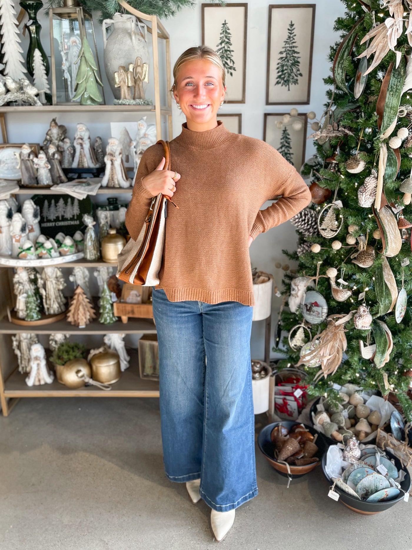 Camel Mock Neck Sweater