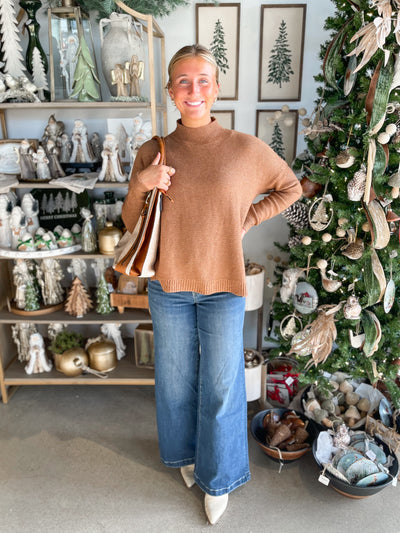 Camel Mock Neck Sweater