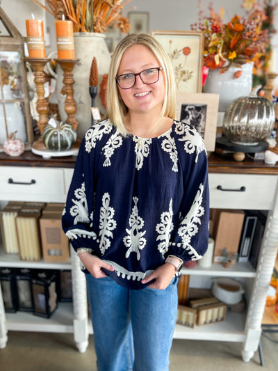 Umgee Navy Laurie Top