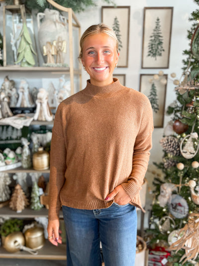 Camel Mock Neck Sweater