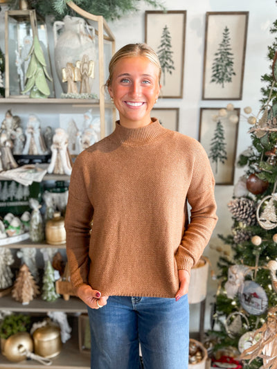 Camel Mock Neck Sweater
