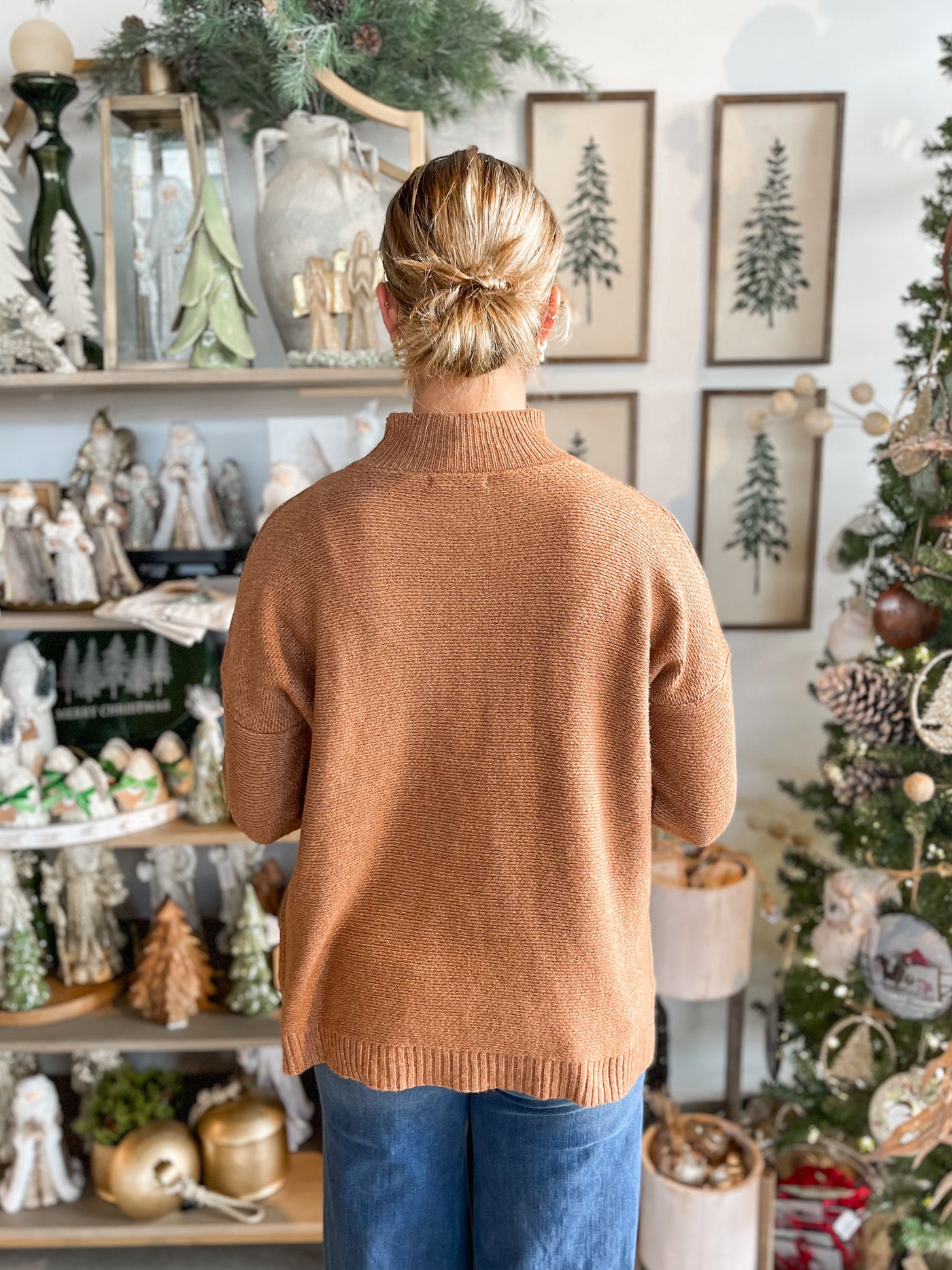 Camel Mock Neck Sweater