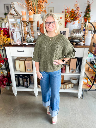 C.C. Olive Pocket Sweater