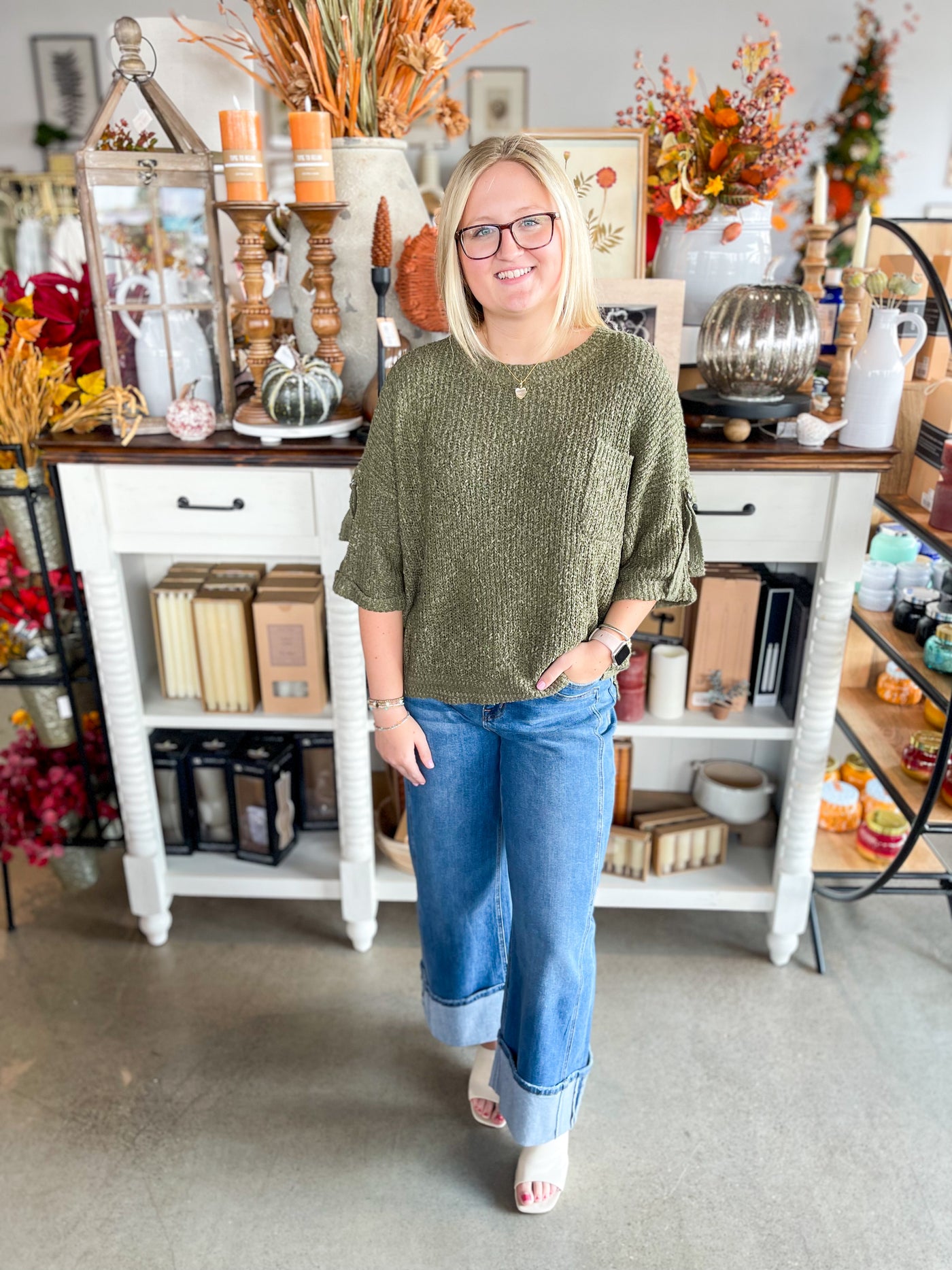 C.C. Olive Pocket Sweater