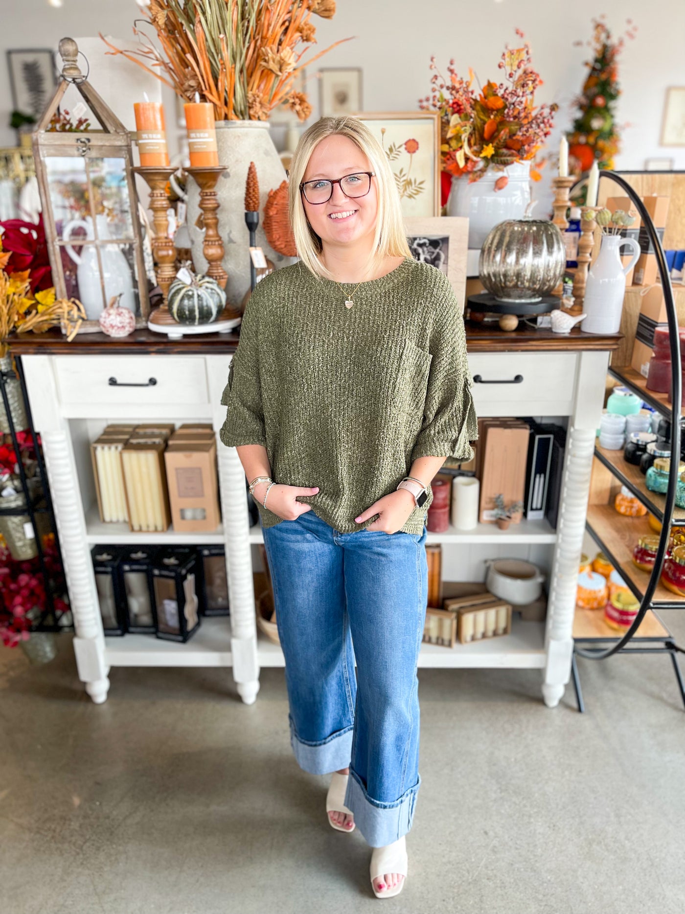 C.C. Olive Pocket Sweater