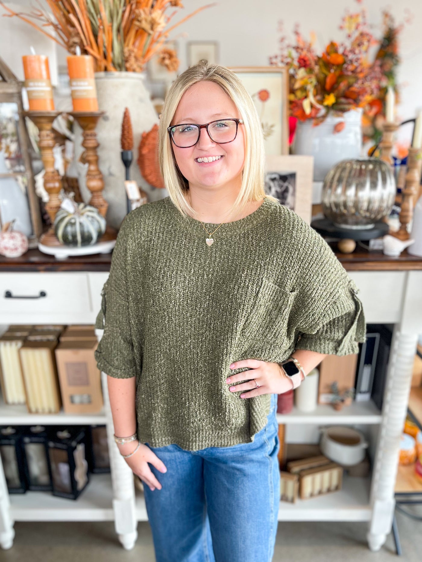 C.C. Olive Pocket Sweater