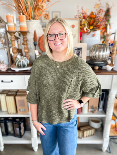 C.C. Olive Pocket Sweater