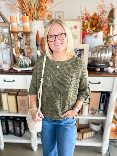 C.C. Olive Pocket Sweater