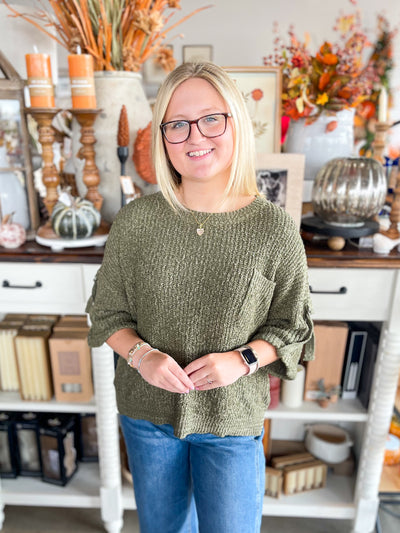 C.C. Olive Pocket Sweater