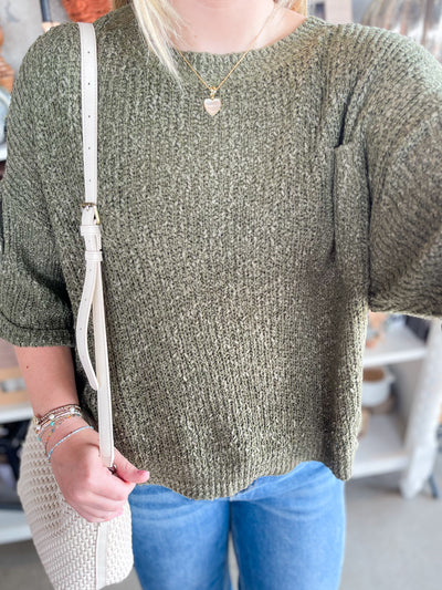 C.C. Olive Pocket Sweater