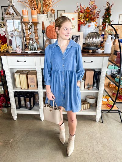 CC Blue Ribbed Dress