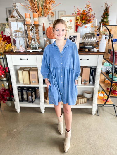 CC Blue Ribbed Dress