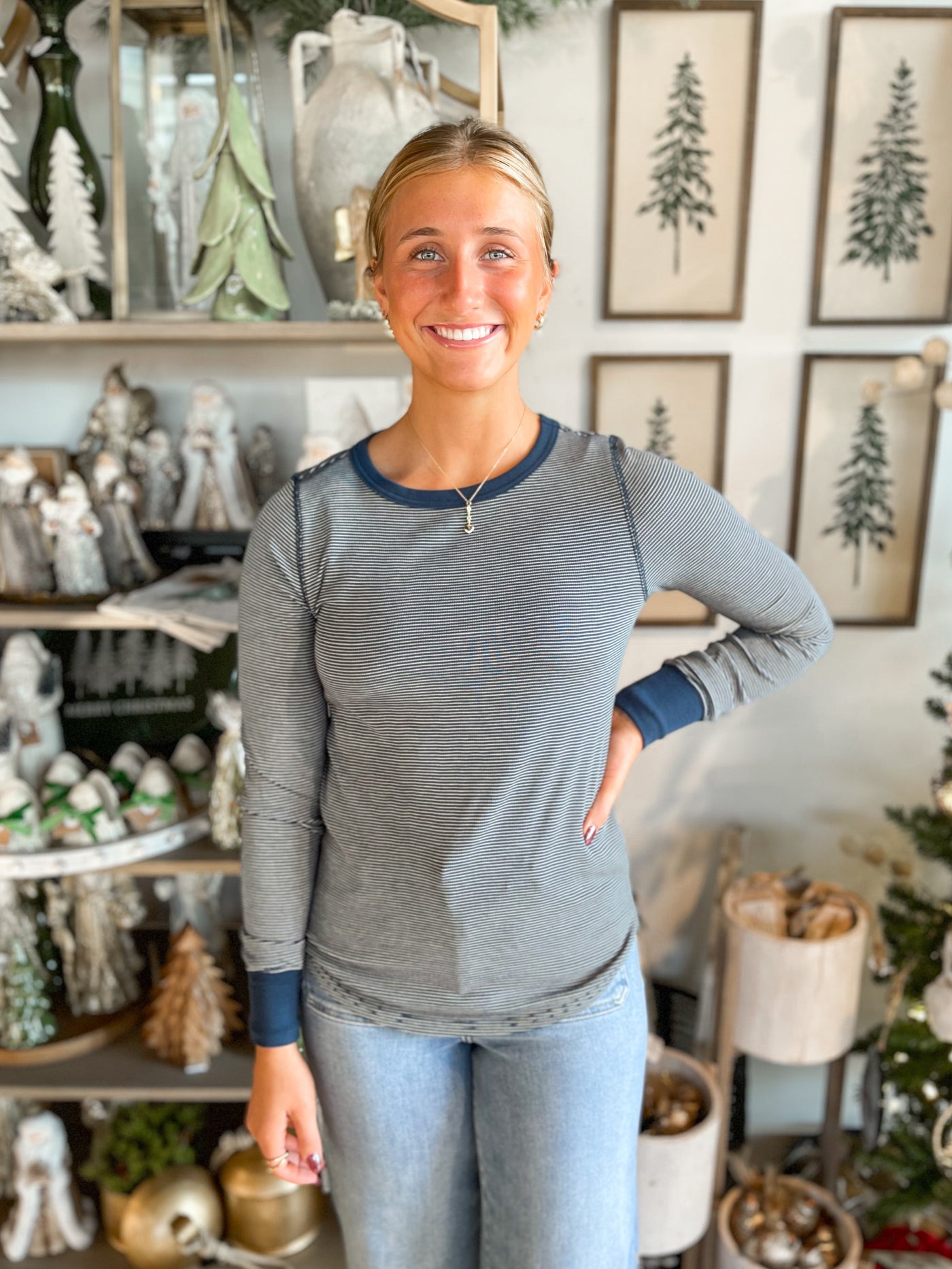 Navy Stripe Stacy Top