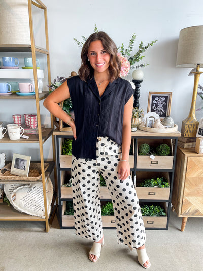 Ivory w/ Black Polka Dot Pants