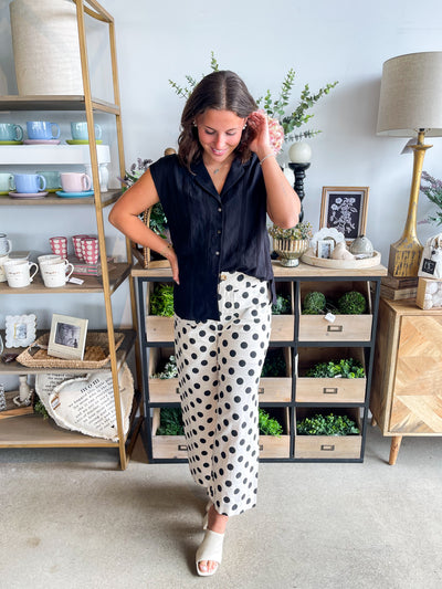 Ivory w/ Black Polka Dot Pants
