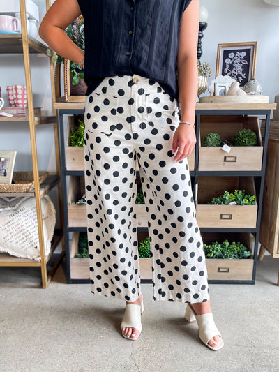 Ivory w/ Black Polka Dot Pants