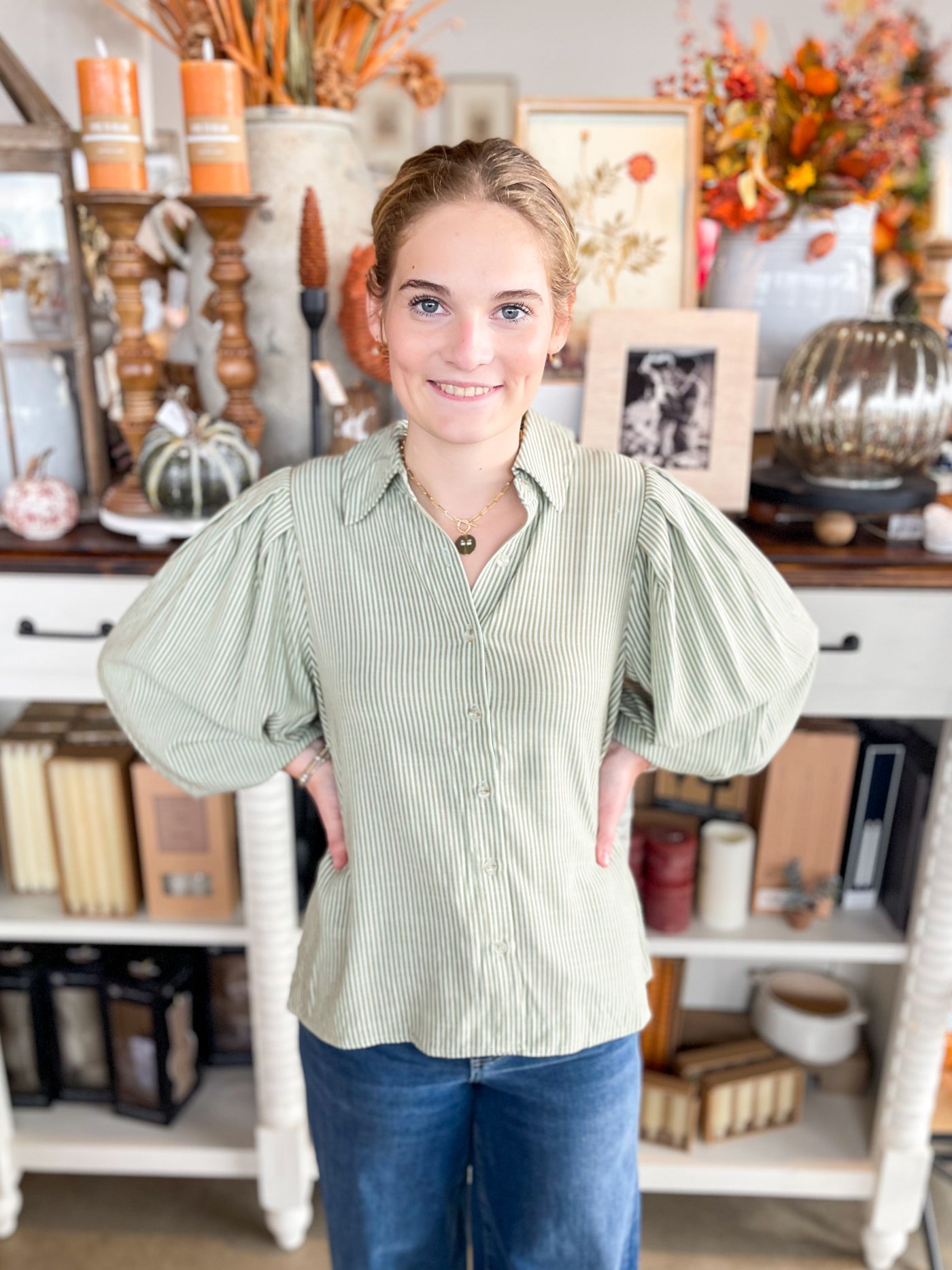 Jodifl Green Stripe Tabitha Top