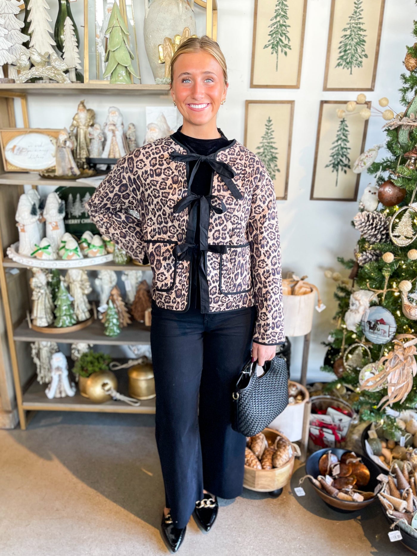 Soft Print Tie Front Jacket