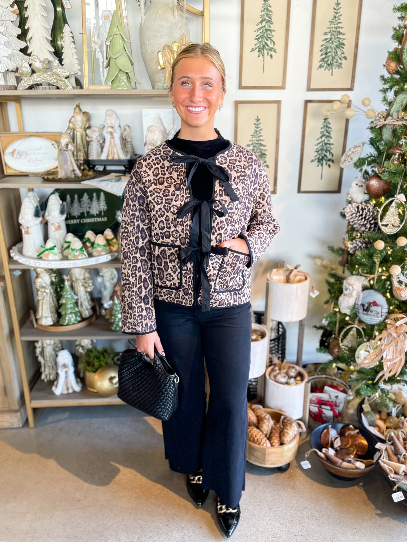 Soft Print Tie Front Jacket