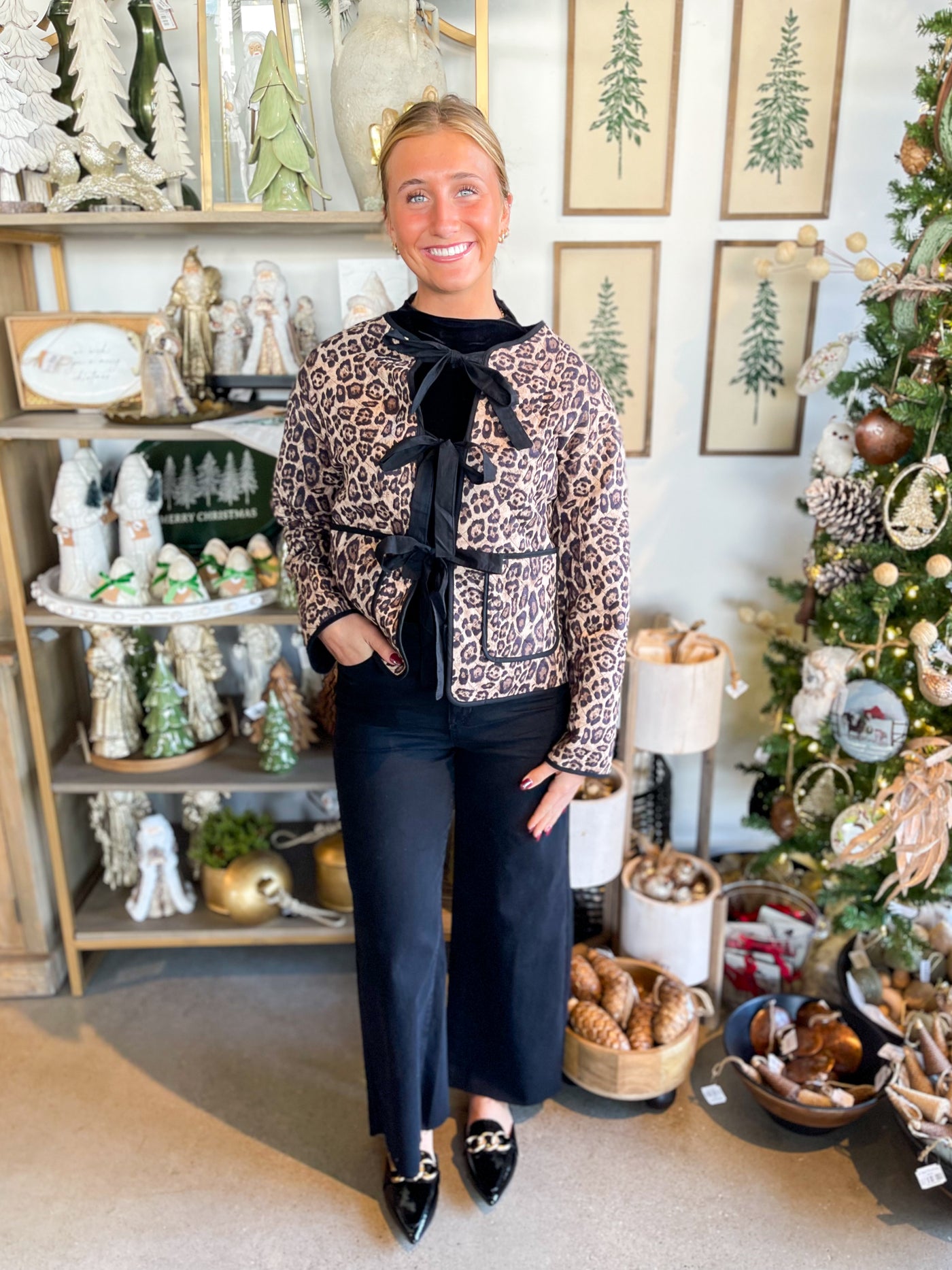 Soft Print Tie Front Jacket