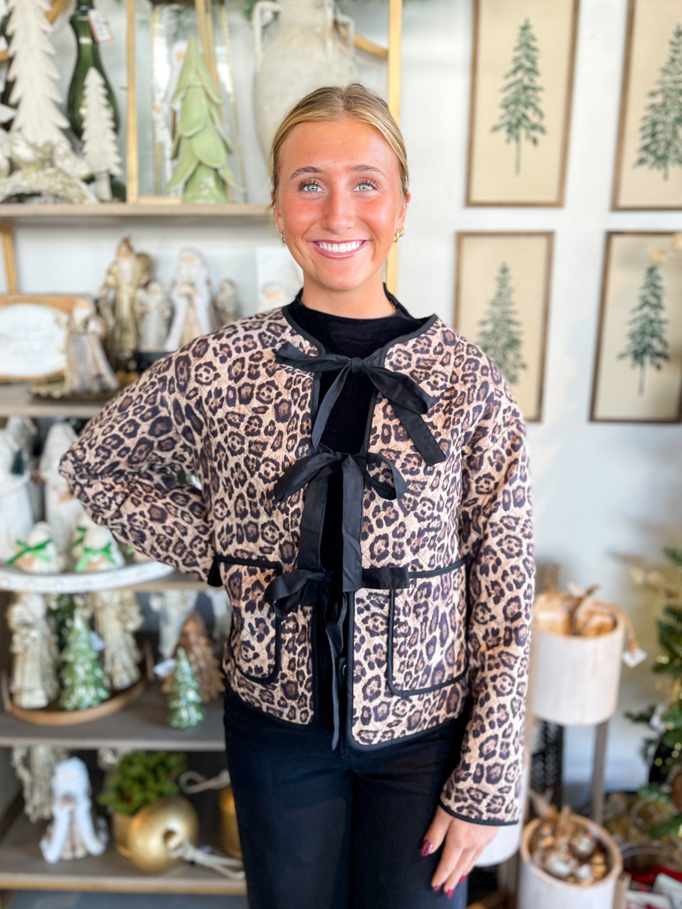 Soft Print Tie Front Jacket