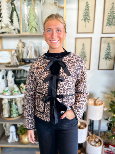 Soft Print Tie Front Jacket