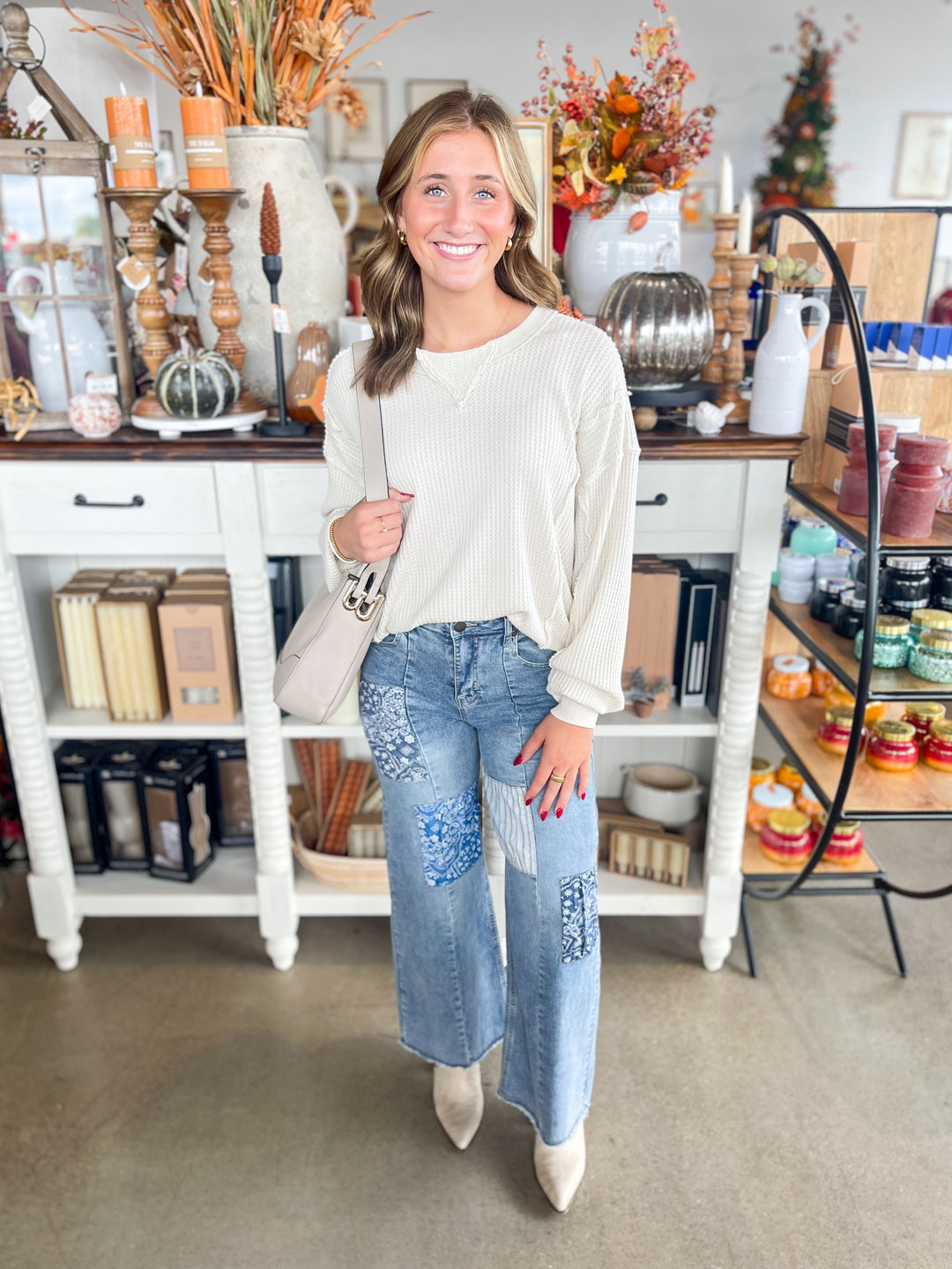 Easel Patchwork Washed Denim – Kenzie Parker