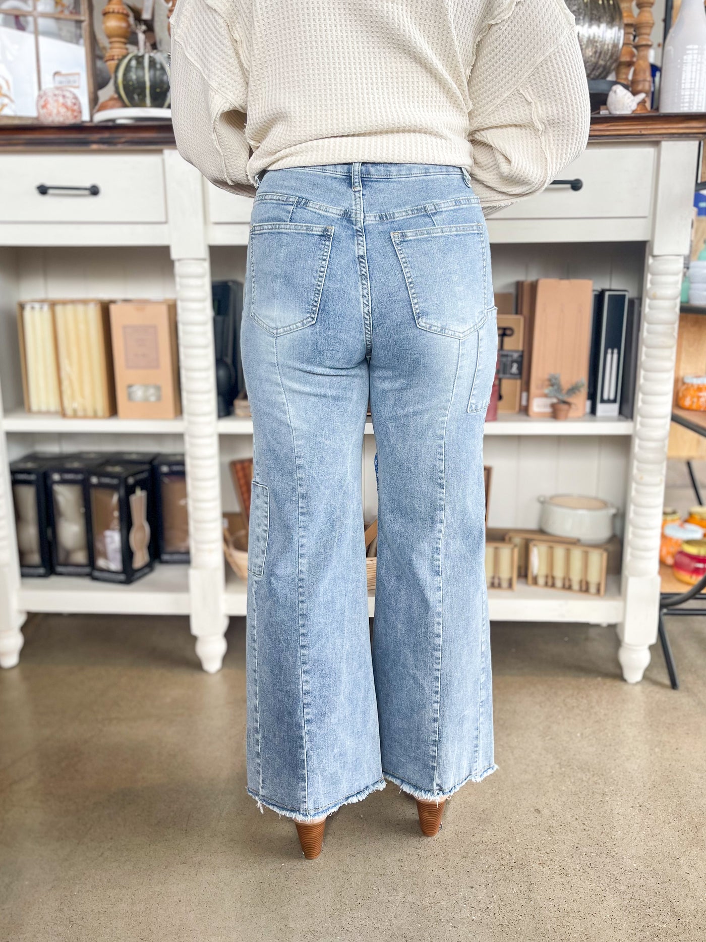 Easel Patchwork Washed Denim