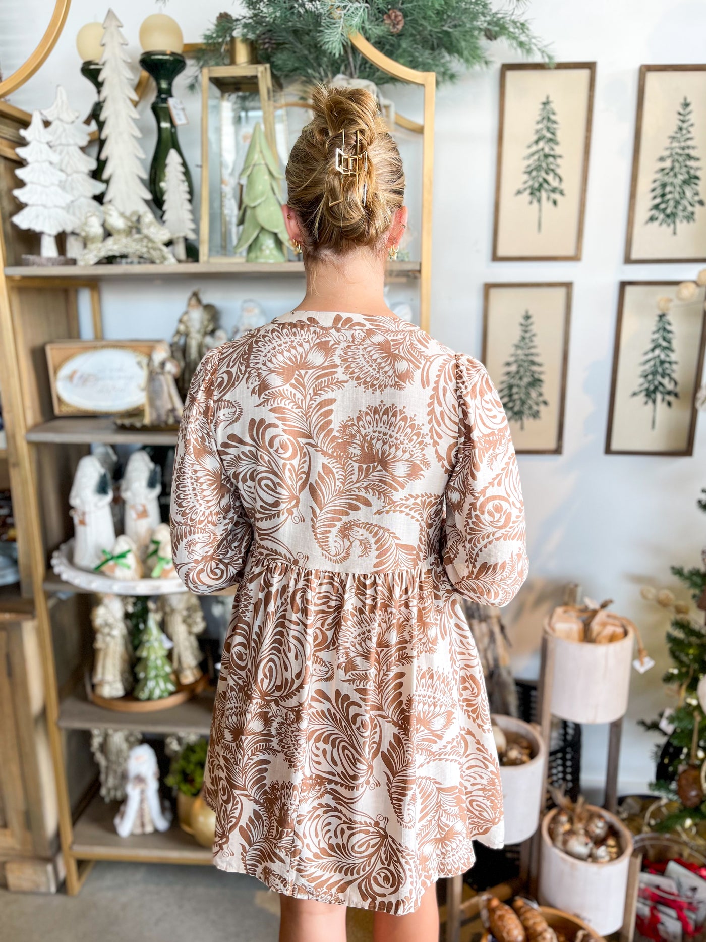 Taupe Tiered Ruffle Dress