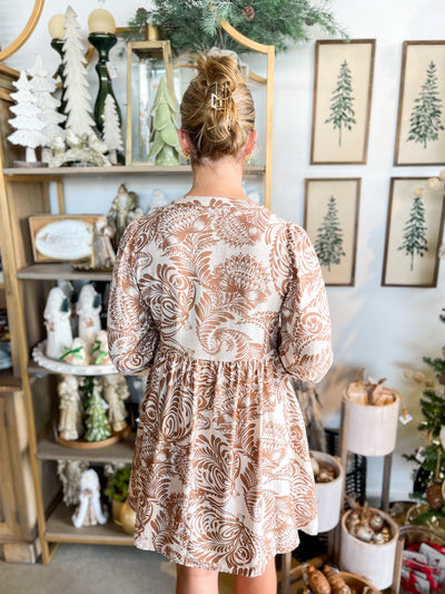 Taupe Tiered Ruffle Dress