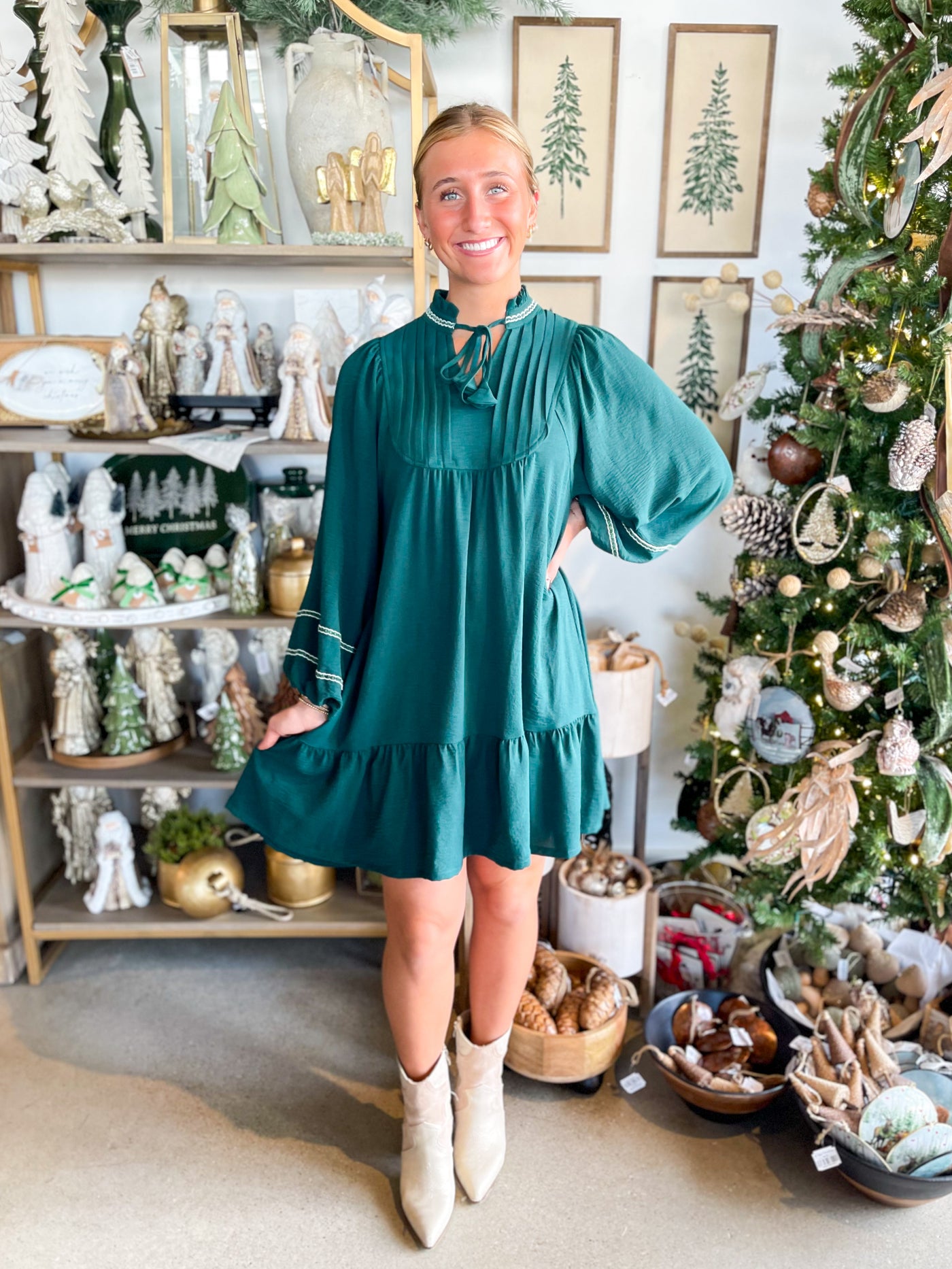 Umgee Hunter Green Beck Dress