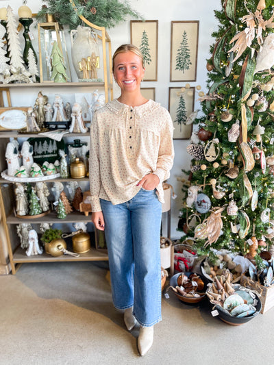 Easel Ecru Printed Ashley Top