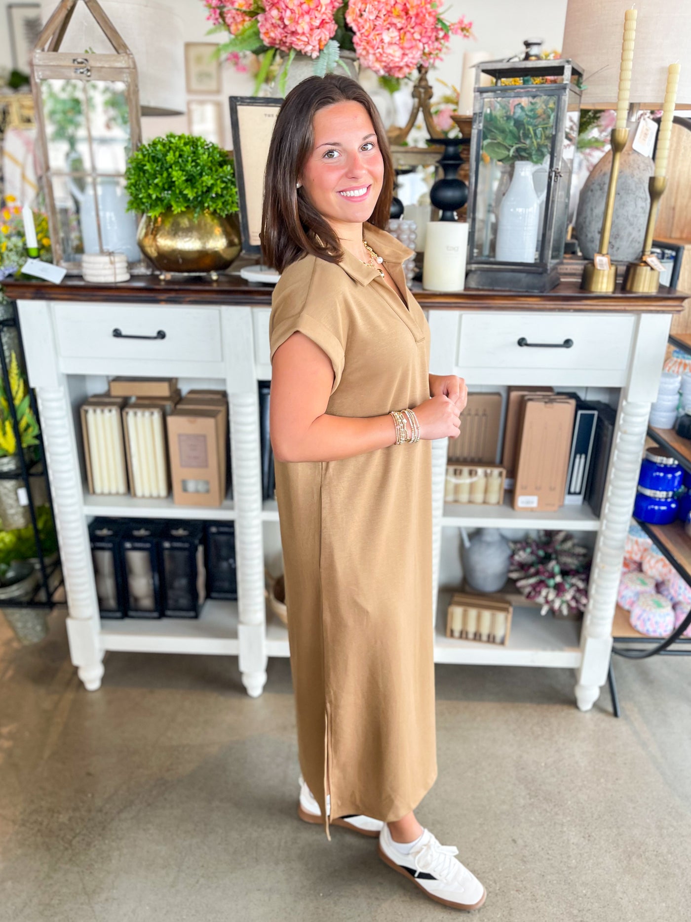 Jodifl Taupe Long Cassie Dress