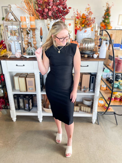 Black Glam Midi Dress