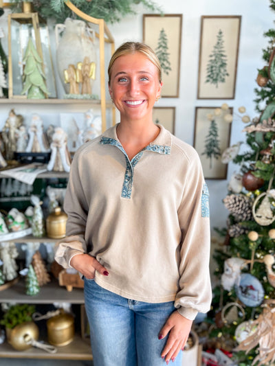 Easel Khaki Ribbed Holly Top