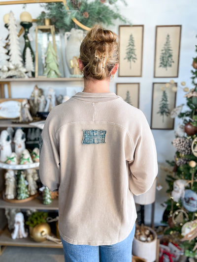 Easel Khaki Ribbed Holly Top