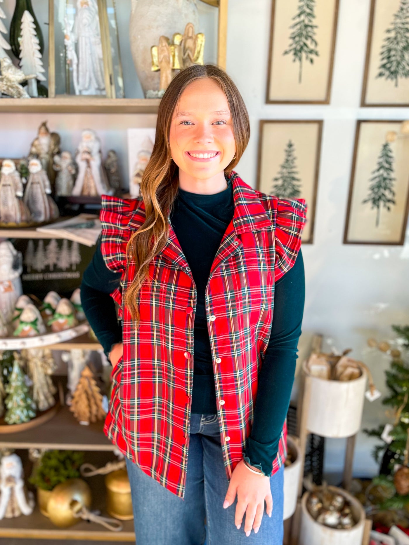 Scottie Red Plaid Vest
