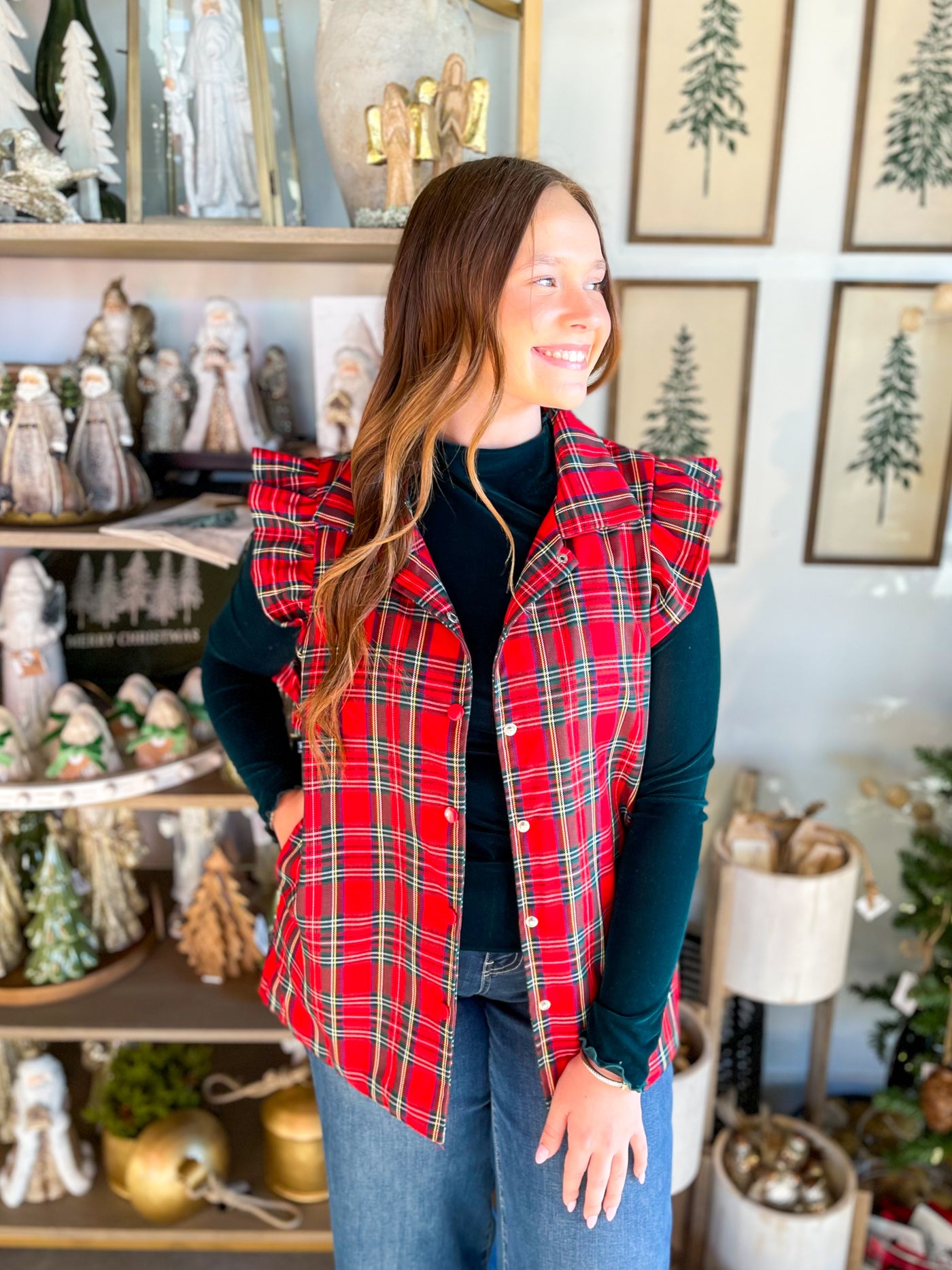 Scottie Red Plaid Vest