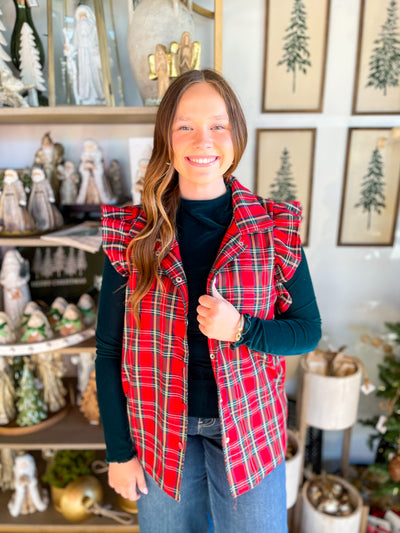 Scottie Red Plaid Vest