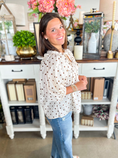 Cream Brown Polka Dot Top